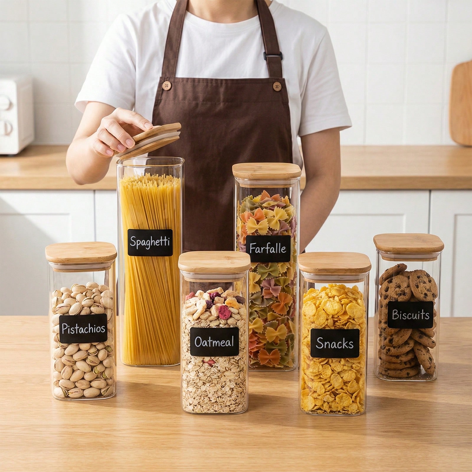 Food Storage Organization - 6/12개 유리 식품 보관 용기(뚜껑 포함),