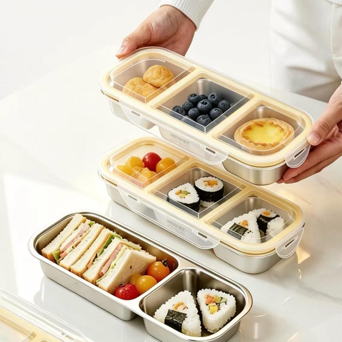 Food Storage With Colander - 스테인리스 스틸 뚜껑 있는 식품 보관