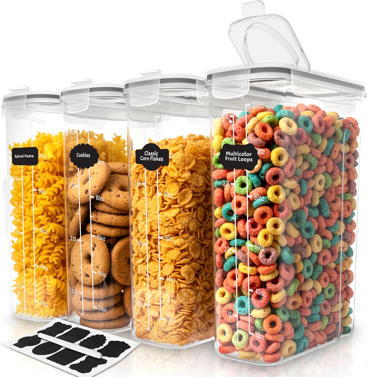 Food Storage In Pantry - 타이릭스마 시리얼 보관 용기 세트 (뚜껑