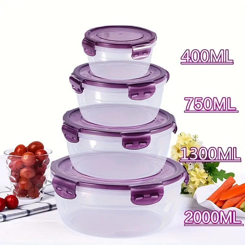 Food Storage Ideas - 플라스틱 식품 보관 용기 4개, 도시락,