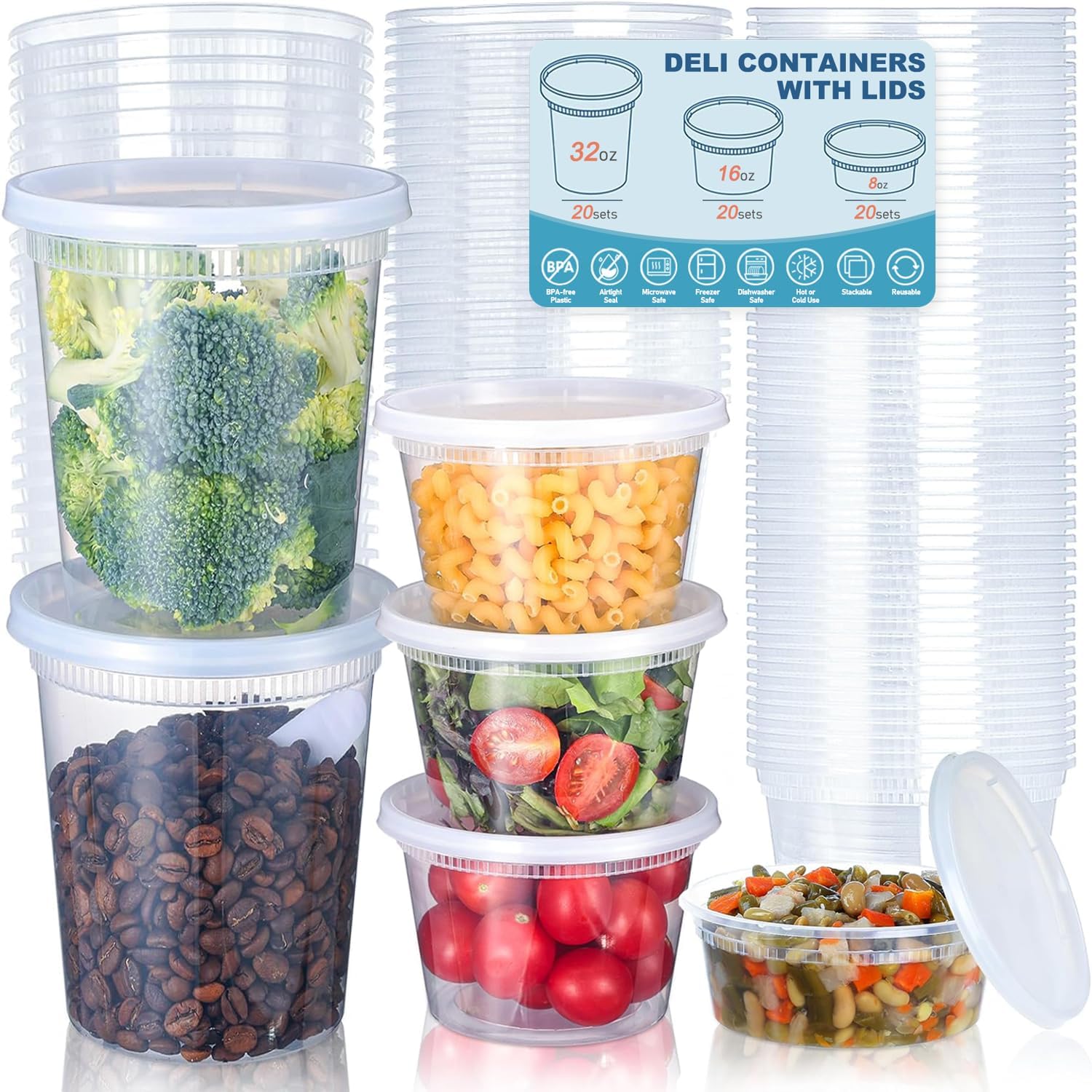 Food Storage Ideas - 뚜껑이 있는 24개 델리 식품 보관