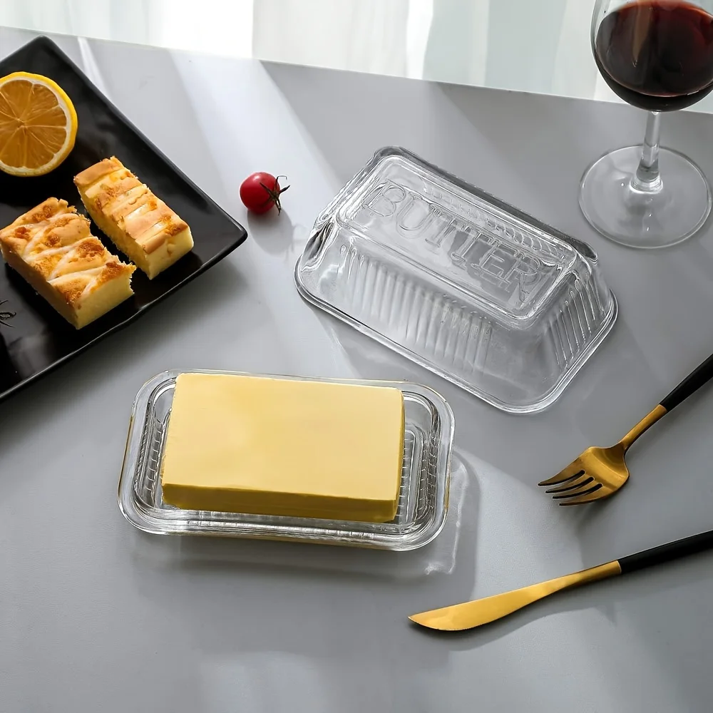 Glass Meal Prep Container - 창의적인 투명 버터 용기 뚜껑 포함