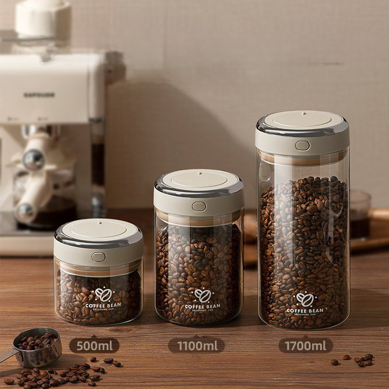 Food Storage Vacuum - 500/1100/1700ml 커피 원두 진공 밀봉 탱크