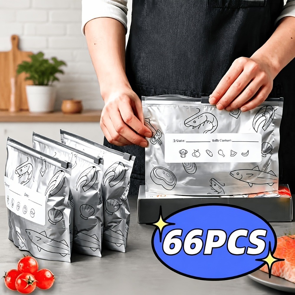 66Pcs 알루미늄 지퍼백 세트 밀폐 지퍼백 알루미늄  - Food Storage Zipper Bags 리뷰 및 가격