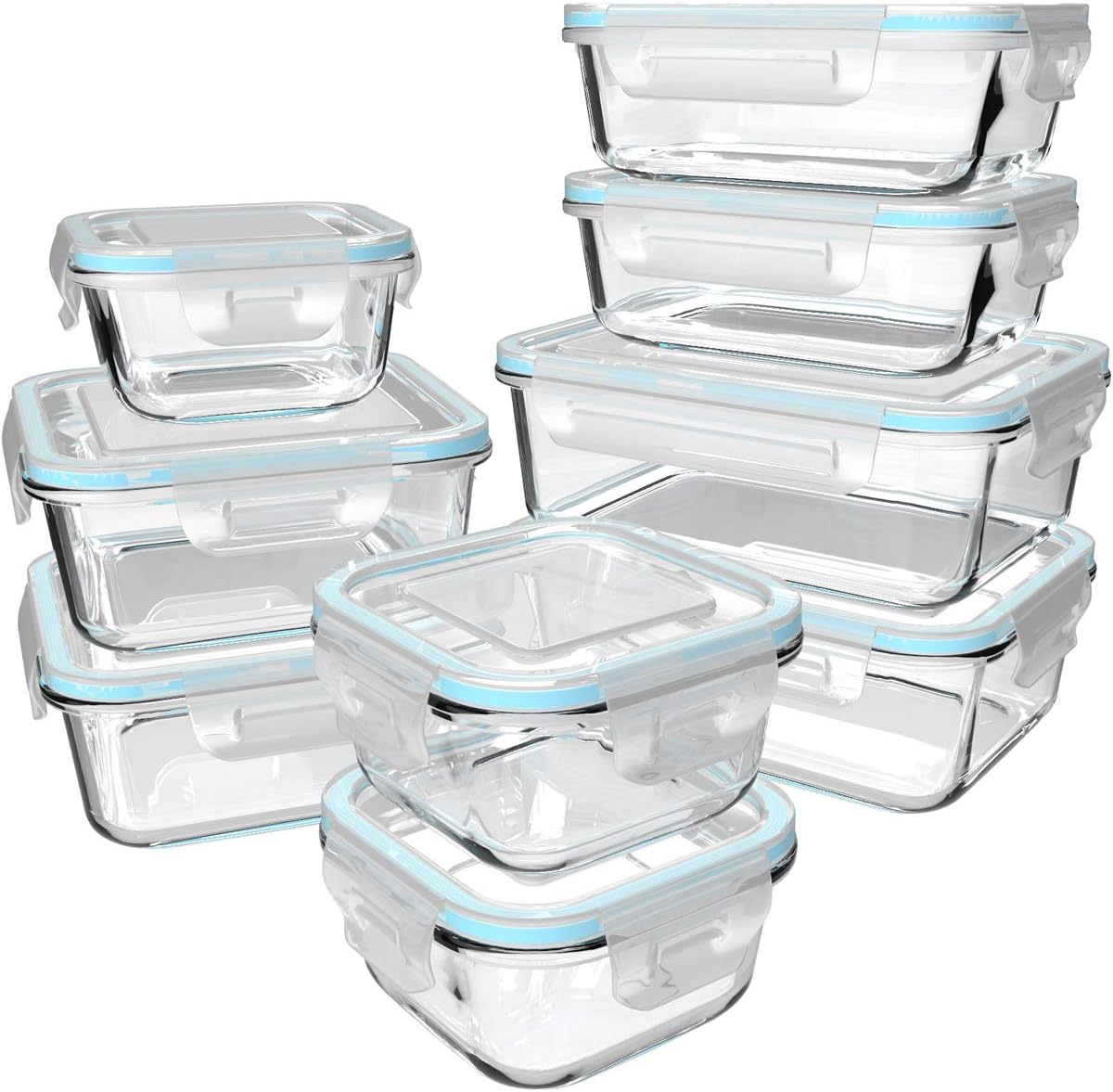 뚜껑이 있는 18개의 유리 식품 보관 용기 세트, 9개 - Glass Meal Prep Container 리뷰 및 가격