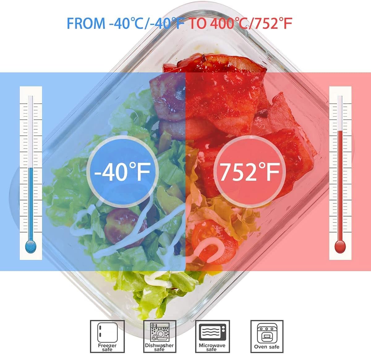 뚜껑이 있는 18개의 유리 식품 보관 용기 세트, 9개 - Glass Meal Prep Container 리뷰 및 가격
