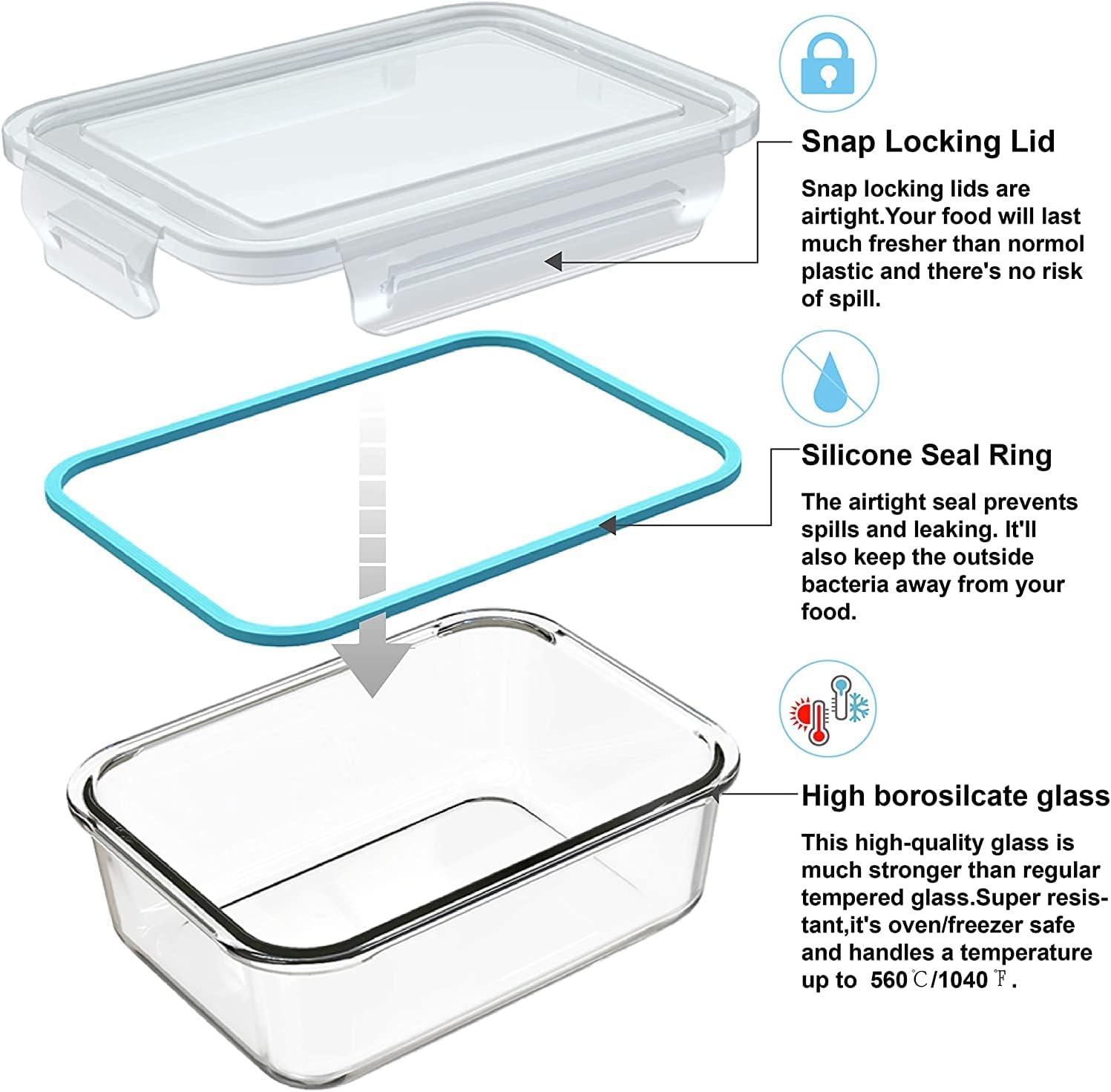 뚜껑이 있는 18개의 유리 식품 보관 용기 세트, 9개 - Glass Meal Prep Container 리뷰 및 가격
