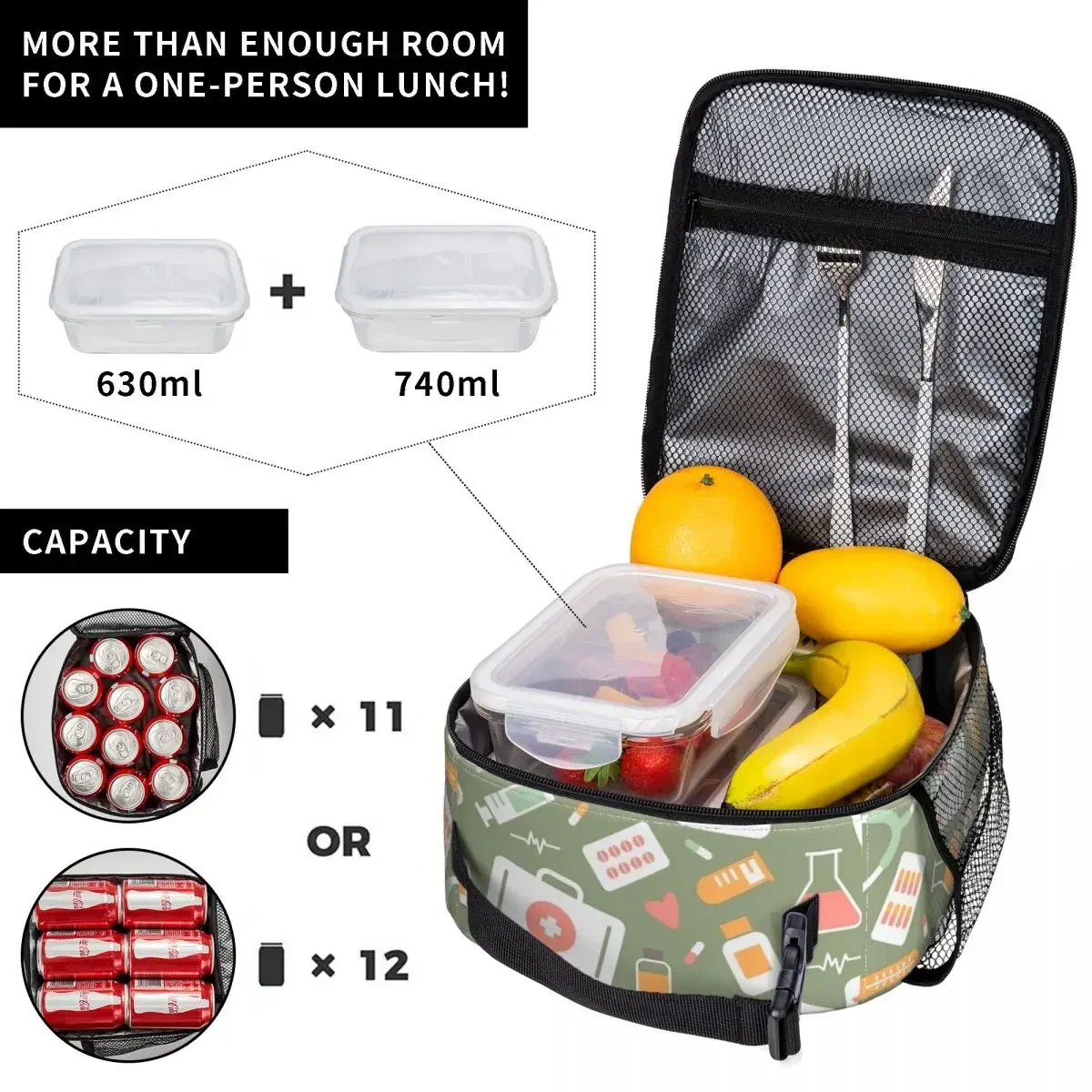 간호사 건강 관리 패턴 머치 절연 점심 토트백 학교 사 - Food Storage Zipper Bags 리뷰 및 가격