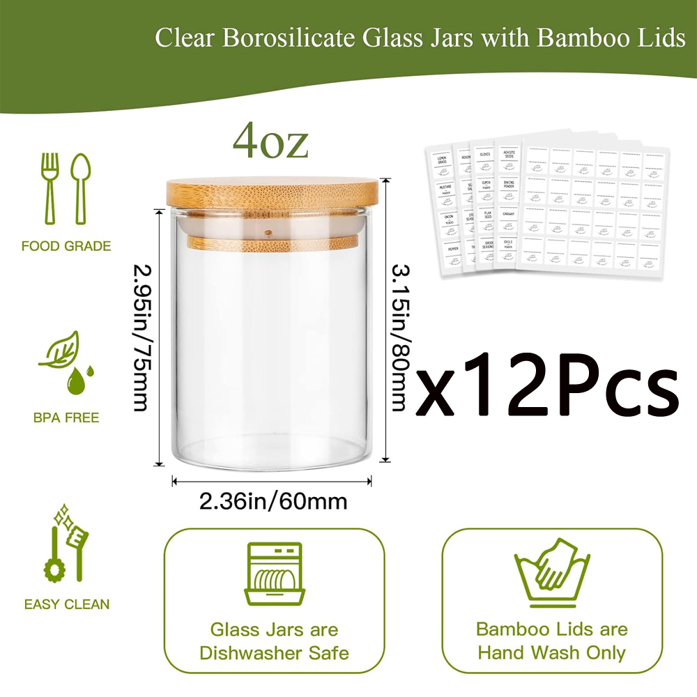 대나무 뚜껑이 있는 4온스 유리 양념 항아리 나무 밀폐 - Glass Meal Prep Container 리뷰 및 가격