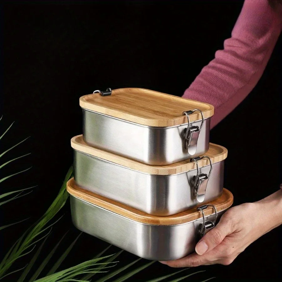 새로운 304 스테인리스 스틸 대나무 뚜껑 도시락, 일 - Food Storage With Colander 리뷰 및 가격