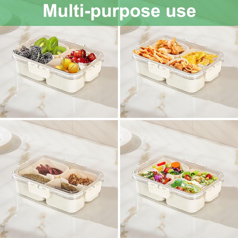 휴대용 식품 보관함, 스낵 보관함, 뚜껑이 있는 4칸, - Food Storage With Colander 리뷰 및 가격
