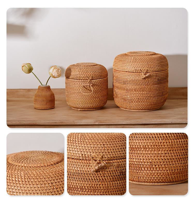 뚜껑이있는 손으로 짠 등나무 차 보관 상자 Puer 티 - Food Storage With Colander 리뷰 및 가격