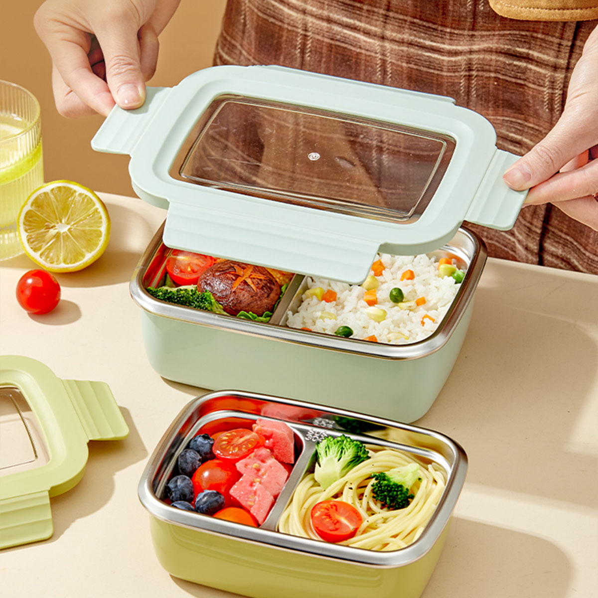 전자레인지용 304 스테인리스 스틸 칸막이 도시락, 쌓 - Glass Meal Prep Container 리뷰 및 가격