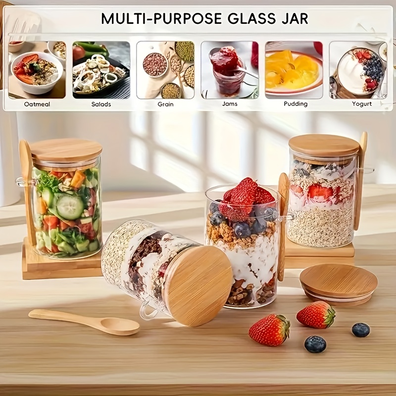 1/2/4/8개 세트의 오트밀용 유리 컵 세트, 뚜껑과 - Glass Meal Prep Container 리뷰 및 가격