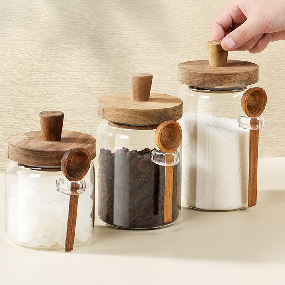 투명 유리 식품 보관 용기, 밀폐형 나무 뚜껑 커피 용 - Food Storage In Pantry 리뷰 및 가격
