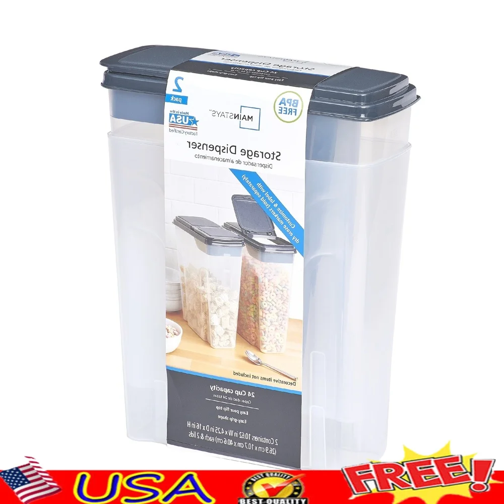 2팩 플라스틱 시리얼 디스펜서 용기 6쿼트 이지 그립  - Food Storage Quart Containers 리뷰 및 가격