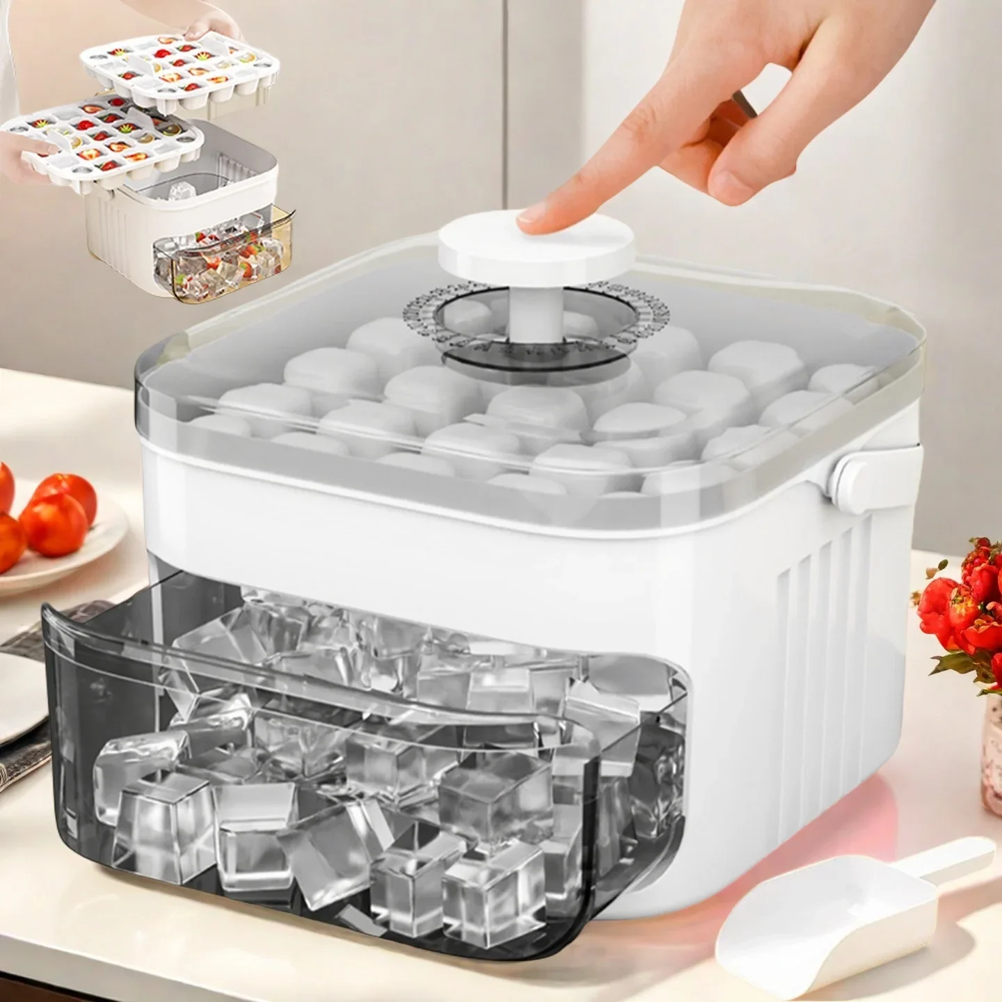 이지프레스 캡이 있는 큐브 제빙기 대용량 이중층 가정용 - Food Storage Ideas 리뷰 및 가격